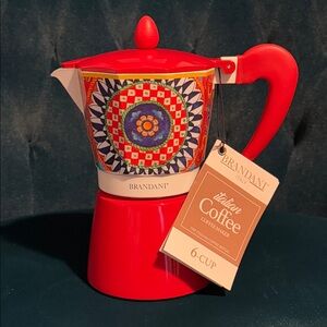 Brandani Italian Coffee Maker Moka Pot Stovetop Aluminum 6 Cup NEW